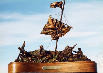 Bronze sculpture of Lewis and Clark expedition.