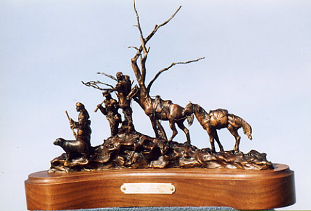 Bronze sculpture of Lewis and Clark expedition at the Lolo Crossing.