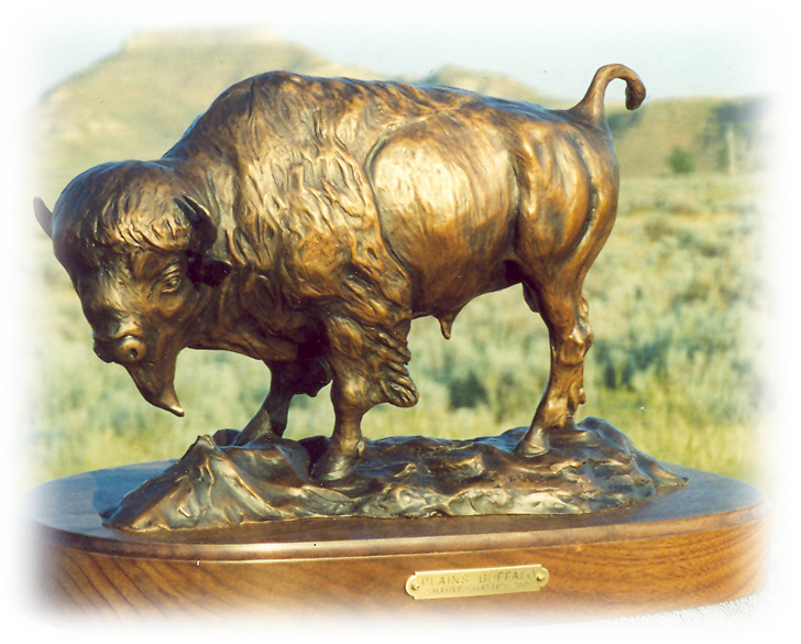 Bronze sculpture of Plains Buffalo Bull