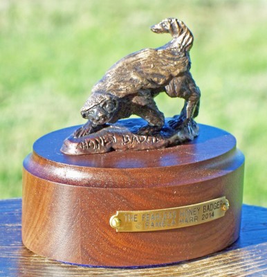 Bronze sculpture of Honey Badger