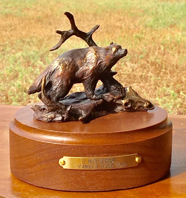 Bronze sculpture of wolverine