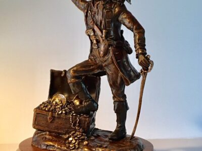 Bronze sculpture of a pirate