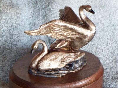 Bronze sculpture of Trumpeter Swans